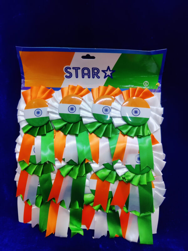Tiranga  batch , Tricolour India Flag round plastic with Cloth Badge/Tricolour Badge/Brooch Badge for Independence Day/Republic Day pack of 12