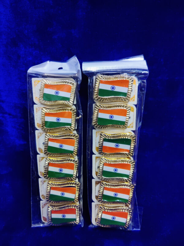 Indian National Flag | Plastic badge with Lapel Pin/Brooch/Badge | Pack of 6