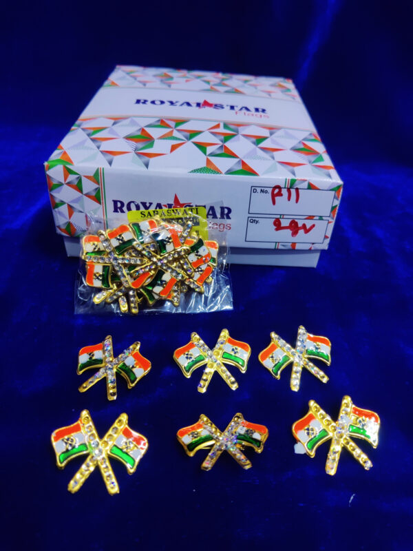 Indian Flag Premium Tricolor thin metal Pin Badges,Brooch Badges for Independence Day,Republic Day Decoration,Bag Badges(Pack of 12) - Image 2