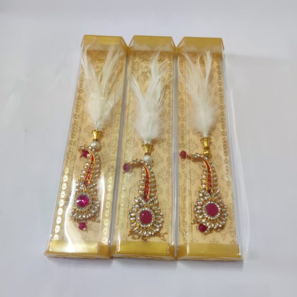 Sadi Kalangi | Pink Kalangi Kalgi with Feather for Groom's Pagdi