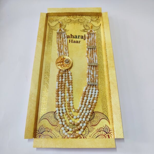 White & Golden Dulahmala For Mens Pearl Necklace Jewellery For Groom Dulha Moti Mal Haar For Mens