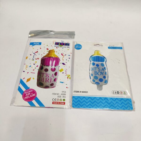 Foil Balloon Printed Baby Boy / Baby Girl Milk Bottle Shaped