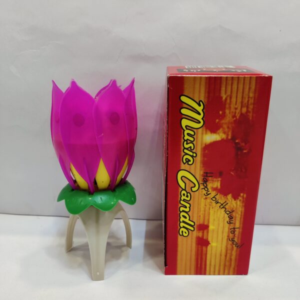 Birthday Pink Lotus Design Musical Candle , cake decoration