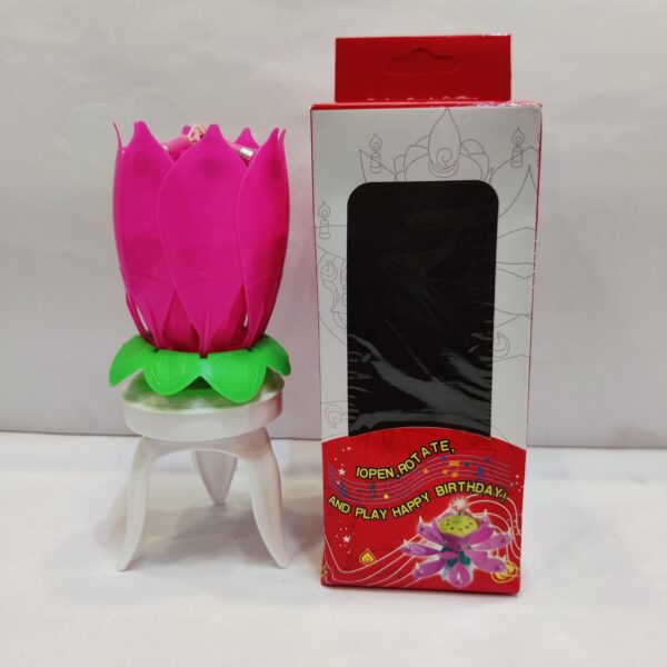 Birthday Pink Lotus Design Rotating Musical Candle best for birthday cake decoration