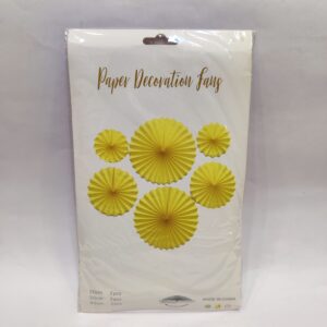 Party Decoration Fancy Paper Fan Yellow Colour