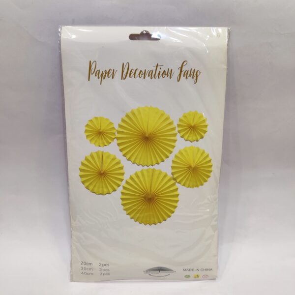 Party Decoration Fancy Paper Fan Yellow Colour