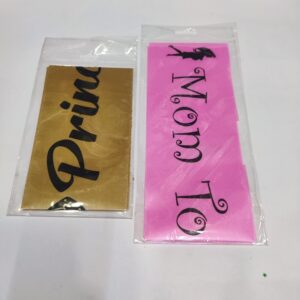 Pink Mom to Be & Princess Sash for Baby Shower Decorations, Newborn Party Celebration