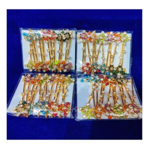 Multicolour Kanha Bansuri /Krishna Flute AJ Arihant Beautiful Multicolor Stone Work bansuri for Kanha ji | Krishna Idol Flute | Bansi for Bal Gopal, Thakur ji Metal bansuri for laddu Gopal