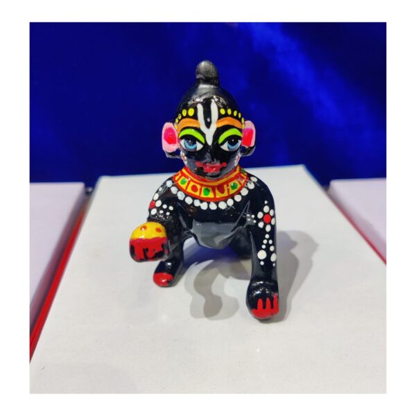 Black Painting Laddu Gopal Statue Murti Pure Brass Pital Kanha ji