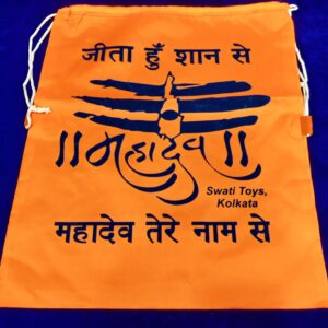Orange Colour Mahadev Tilak Print Cloth Bag