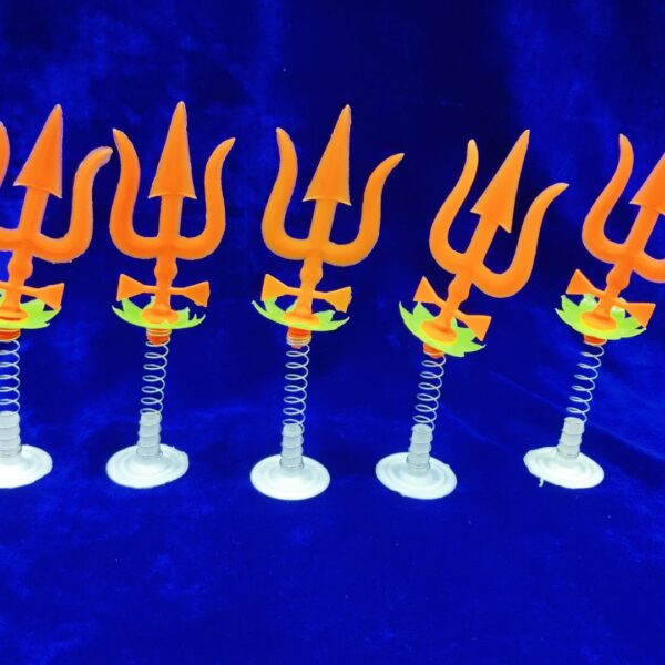 Plastic Spring Orange Colour Shiv Trishul For Bol Bam Kanwar Decor